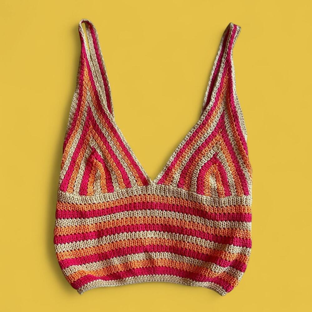 Princess polly striped crochet crop